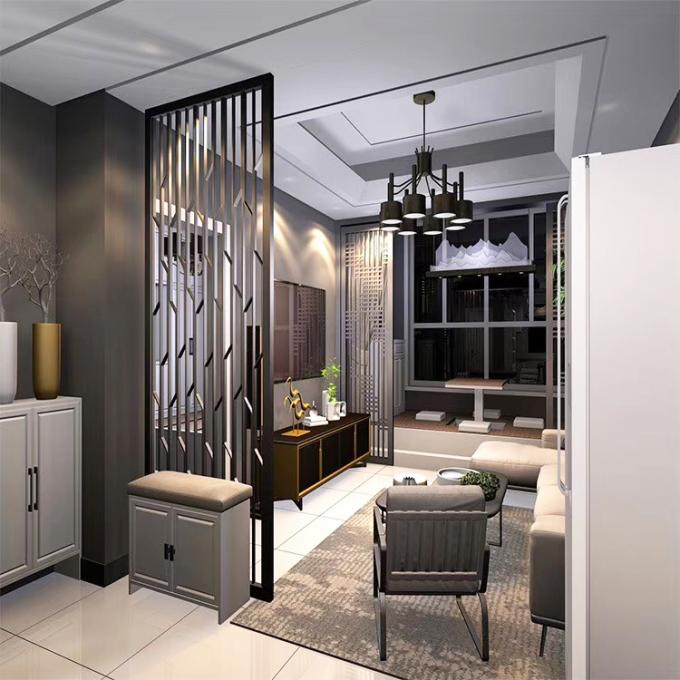 การตัดเลเซอร์ 3 * 10 ฟุต โครงการตกแต่งโรงแรม Jali โครงการเฟอร์นิเจอร์บ้าน แปรงสีทอง สกรีนสแตนเลส 2