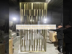 สี สีดํา ทองแดงโบราณ สีชมพู สีทอง สายผมแปรง สแตนเลสคลาสสิค Screen Partition Room Dividers