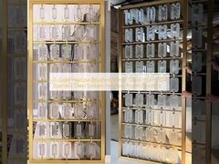 Ti-Gold Hairline Brushed Mirror Glass Insert 304 สแตนเลส สกรีนส่วนแยกห้องแบ่ง