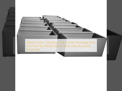 โลหะนอกไฟเบอร์กลาสดินสวนสี่เหลี่ยมพืชถัง แพ็ค กล่องพืชขนาดใหญ่สําหรับโรงแรม วิลล่าตกแต่ง ดอกไม้ถัง