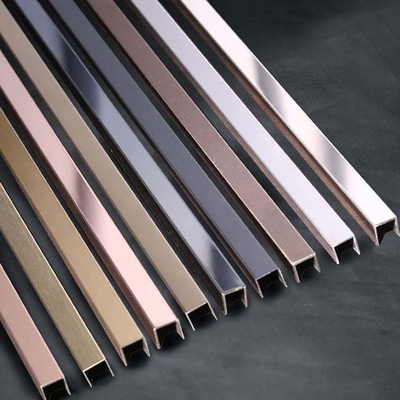 Decorative Metal Stainless Steel Tile Trim U Shaped HL Polished 0.35mm To 1.2mm