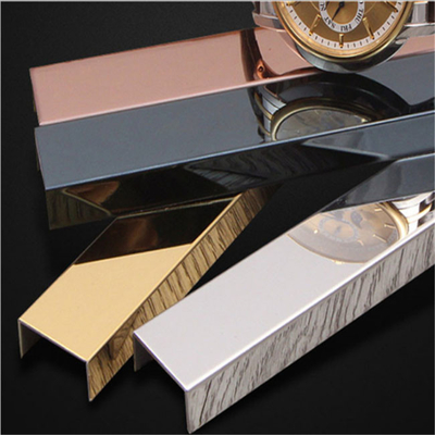 Decorative Metal Stainless Steel Tile Trim U Shaped HL Polished 0.35mm To 1.2mm