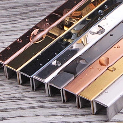 Decorative Metal Stainless Steel Tile Trim U Shaped HL Polished 0.35mm To 1.2mm