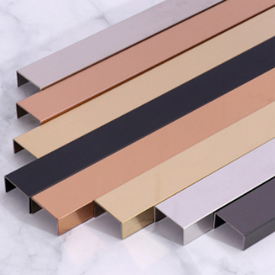Decorative Metal Stainless Steel Tile Trim U Shaped HL Polished 0.35mm To 1.2mm