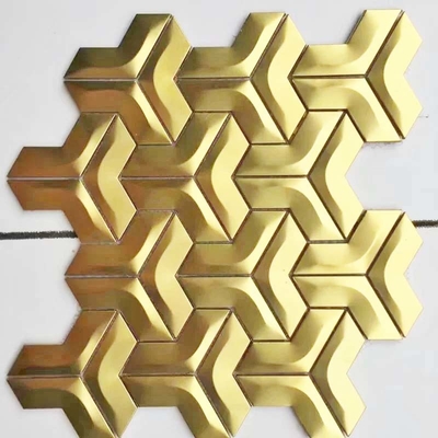 AISI 201 304 Bathroom Rose Gold Mosaic Tiles Hairline Polished Finished
