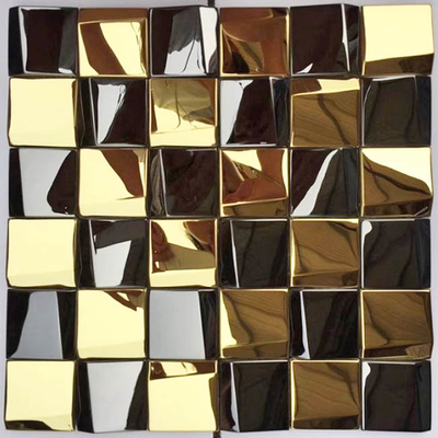 292x292mm Metal 3D Curved Stainless Steel Mosaic Tiles Wall Decor PVD Plated