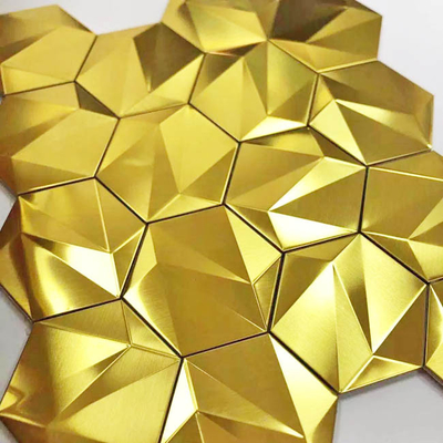 Antiwear Hexagon Stainless Steel Mosaic Tiles Rose Gold Sapphire Blue JIS