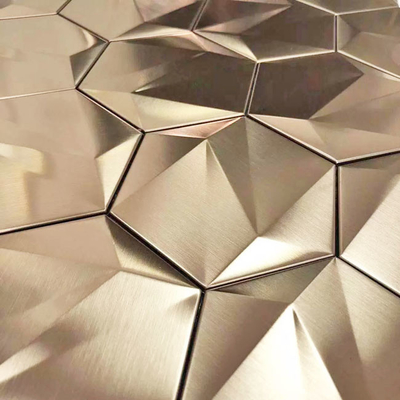 Antiwear Hexagon Stainless Steel Mosaic Tiles Rose Gold Sapphire Blue JIS