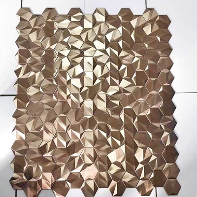Antiwear Hexagon Stainless Steel Mosaic Tiles Rose Gold Sapphire Blue JIS