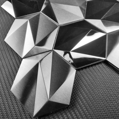 Antiwear Hexagon Stainless Steel Mosaic Tiles Rose Gold Sapphire Blue JIS
