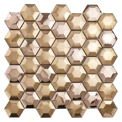 Mirror Gold Silver Black Stainless Steel Mosaic Tiles 3D Hexagon Rustproof AISI