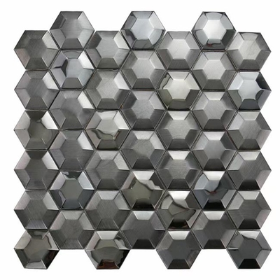 Mirror Gold Silver Black Stainless Steel Mosaic Tiles 3D Hexagon Rustproof AISI