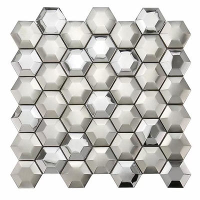 Mirror Gold Silver Black Stainless Steel Mosaic Tiles 3D Hexagon Rustproof AISI