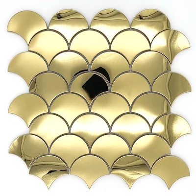Shell Shape Metal Brushed Stainless Steel Mosaic Tiles ASTM 304 305x305mm