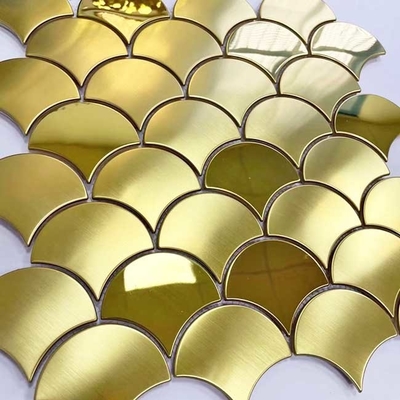 Shell Shape Metal Brushed Stainless Steel Mosaic Tiles ASTM 304 305x305mm
