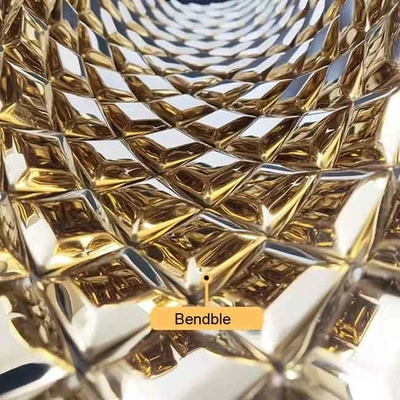 Small Cube Gold PVD Stainless Steel Mosaic Tiles For Wall Decoration 30.5x30.5cm