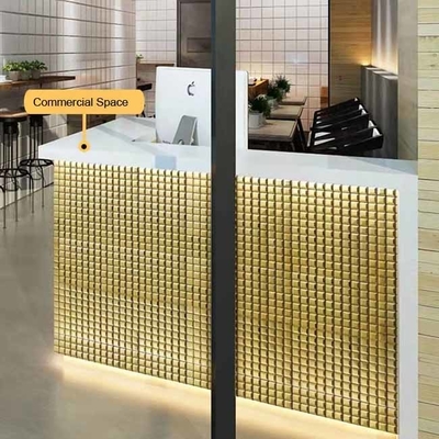 Small Cube Gold PVD Stainless Steel Mosaic Tiles For Wall Decoration 30.5x30.5cm