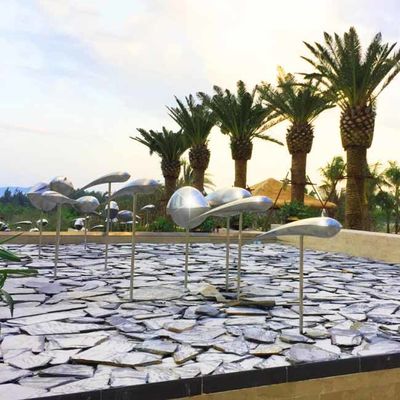 Color Powder Coated Silver Brass 316L Stainless Steel Outdoor Sculpture In Water Fountain