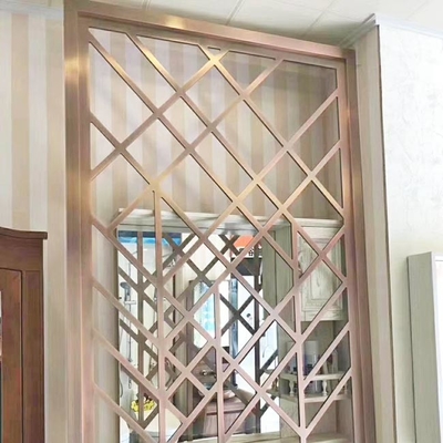 Anti Fingerprint Stainless Steel Screen Partition Laser Cut Gold Metal Room Divider AISI JIS