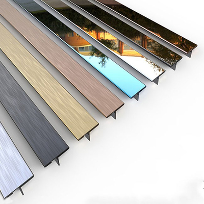 304 316L 201 Grade Color T Shape Stainless Steel Trim Strip for Tile Partition