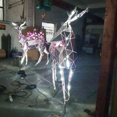 ISO9001 Metal Deer Garden Sculptures SUS 316L Hairline Mirror Finish
