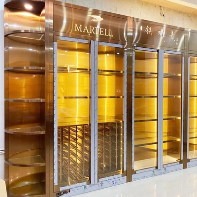 SUS 304 Brass Color Stainless Steel Wine Cabinet