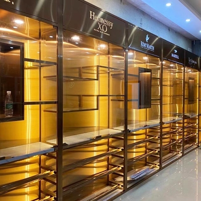 SUS 304 Brass Color Stainless Steel Wine Cabinet