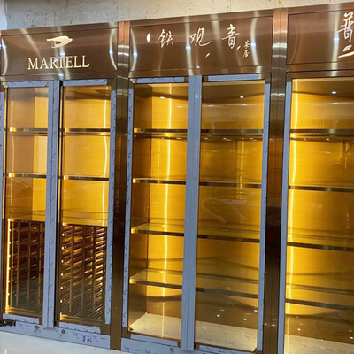 SUS 304 Brass Color Stainless Steel Wine Cabinet