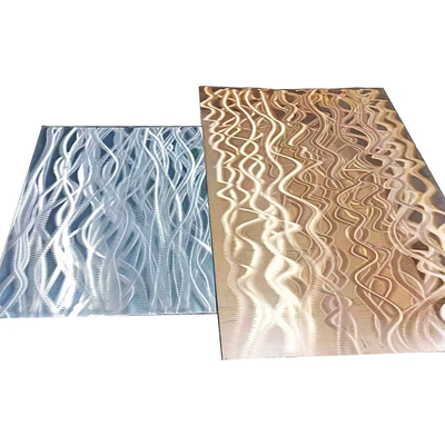 Laser Curved Corrugated Art 304 Stainless Steel Sheet Decorative Panels Brass Color
