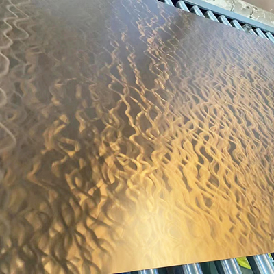 Laser Curved Corrugated Art 304 Stainless Steel Sheet Decorative Panels Brass Color