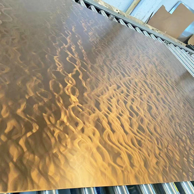 Laser Curved Corrugated Art 304 Stainless Steel Sheet Decorative Panels Brass Color