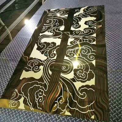 PVD Stainless Steel Etching Sheet Aisi Color Coated Gold Decorative Elevator
