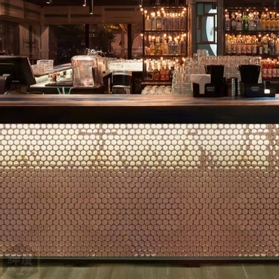 Circular Small Particle Metal Stainless Steel Mosaic Bar Counter Cashier Wall Tiles 375 x 363mm