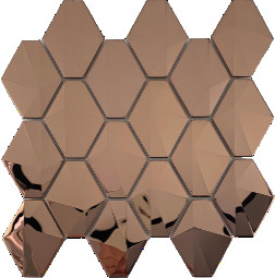 Metal Mosaic Bathroom Wall Stickers 68*88 Diamond Cut Shaped