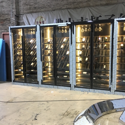 Custom Copper Antique Brushed Stainless Steel Wine Cabinets 4 Door Temperature Controlled