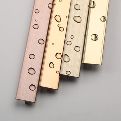 Gold Mirror Finished T-Shape 304 Stainless Steel Tile Edge 20mm For Villa