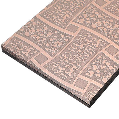 Rose Gold Color Beadblasted Stainless Steel Etched Sheet Panel Manufacturer