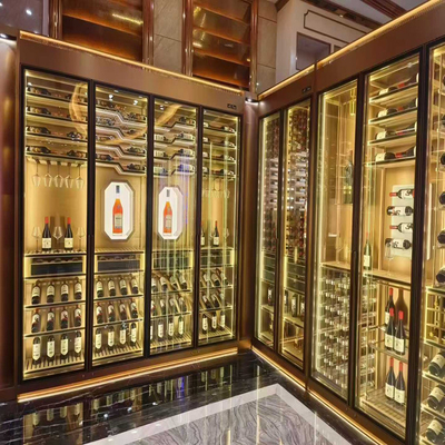 Luxury Constant Temperature Display Cabinet Partition Stainless Steel Metal Wine Cabinet With Glass Door For Club