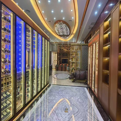 Luxury Constant Temperature Display Cabinet Partition Stainless Steel Metal Wine Cabinet With Glass Door For Club