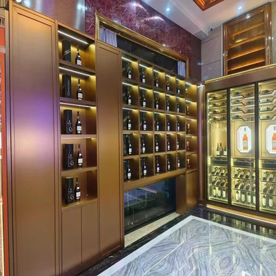 Luxury Constant Temperature Display Cabinet Partition Stainless Steel Metal Wine Cabinet With Glass Door For Club