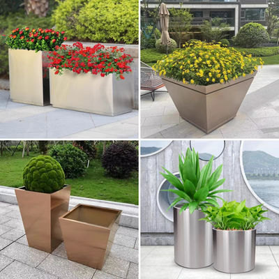 PVD Color Gold Powder Coated 316L Aluminum Stainless Steel Planters For Outdoor Green Project