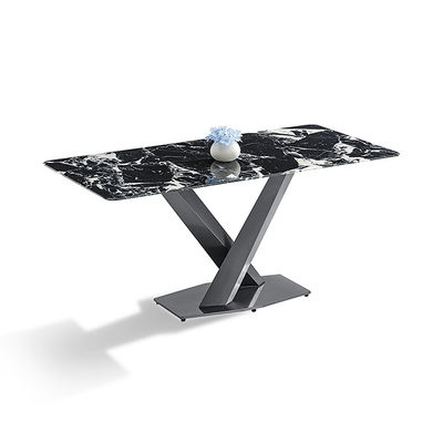 ราคาดี โต๊ะอาหารหินเผาสมัยใหม่ สแตนเลสสตีลไทเทเนียมสีดำ ออนไลน์