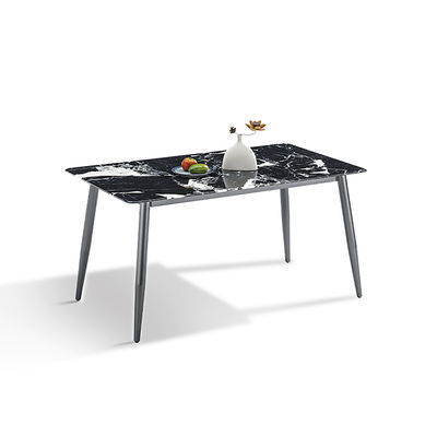 ราคาดี โต๊ะอาหารหินสังเคราะห์สมัยใหม่ ท็อปโต๊ะสีเทา ฐานเหล็กคาร์บอน ออนไลน์