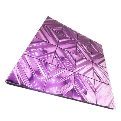Wall Decoration Violet Diamond Grid Shine Mirror  Metal Mosaic Ceramic Tile