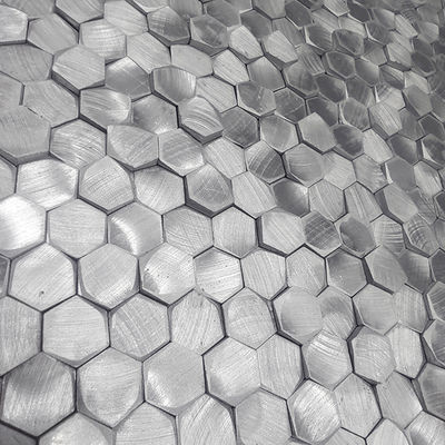 98*98MM Hexagon Hairline   SLIVER Metal Mosaic Ceramic Tile