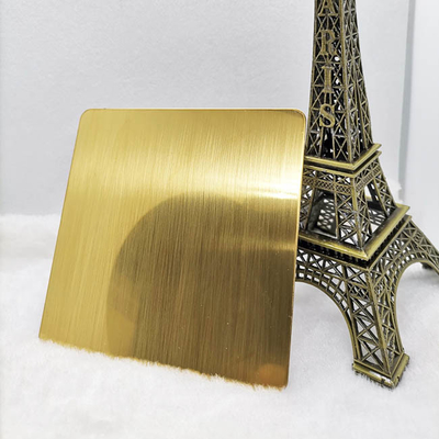 Anti Fingerprint PVD Mirror Gold Stainless Steel Sheet Twill Brushed Finish
