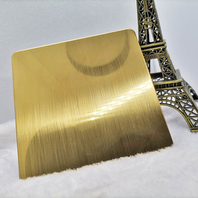 Anti Fingerprint PVD Mirror Gold Stainless Steel Sheet Twill Brushed Finish