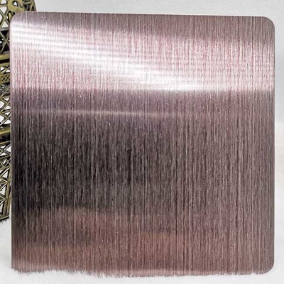 Moire Brushed Hairline Stainless Steel Plate Rose Red Nano Anti Fingerprint