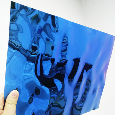 Water Ripple Mirror แผ่นสแตนเลสสีน้ำเงินสำหรับตกแต่งเพดาน