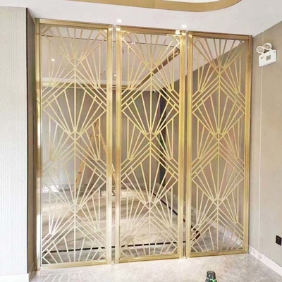 Ti-Gold Hairline Brushed Mirror Luxury 304 สแตนเลส สกรีนส่วนแบ่งห้อง